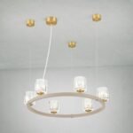Lampă suspendată TUMBLER, Ø 60cm, G9 6 x 40W abajur sticla transparenta cu decupaj, cadru metal finisaj kaki IP 20 ORION - imagine 5