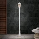 Lampadar pentru exterior PUCHBERG,  E27 1x60W aluminiu finisaj alb/auriu, geam fumuriu inaltime 249cm IP43 ORION
