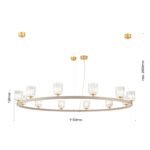 Lampă suspendată TUMBLER, Ø 115cm, G9 12 x 40W abajur sticla transparenta cu decupaj, cadru metal finisaj kaki IP 20 ORION - imagine 6