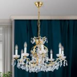 Candelabru Modern HIROHITO 8 Brate din Alama Masiva Placata cu Aur 24Kt, cu cristale SCHÖLER E14 8x40W ORION - imagine 4