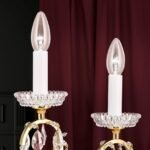 Lampa de masa moderna HIROHITO 2 Brate din Alama Masiva Placata cu Aur 24Kt, cristale SCHÖLER E14 2x40W ORION - imagine 4