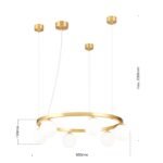 Lampă suspendată TUMBLER, Ø 65cm, G9 6 x 40W abajur glob sticla opal-mat, cadru metal finisaj alama mata IP 20 ORION - imagine 6
