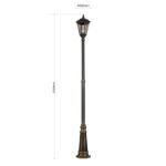 Lampadar pentru exterior PUCHBERG,  E27 1x60W aluminiu finisaj negru/auriu, geam fumuriu inaltime 249cm IP43 ORION - imagine 5