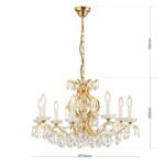 Candelabru Modern HIROHITO 8 Brate din Alama Masiva Placata cu Aur 24Kt, cu cristale SCHÖLER E14 8x40W ORION - imagine 6