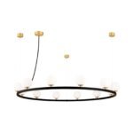 Lampă suspendată TUMBLER, Ø 120cm, G9 12 x 40W abajur glob sticla opal-mat orientată în sus, cadru metal finisaj negru IP 20 ORION - imagine 2