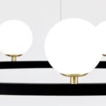 Lampă suspendată TUMBLER, Ø 90cm, G9 9 x 40W abajur glob sticla opal-mat orientată în sus, cadru metal finisaj negru IP 20 ORION - imagine 3