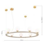 Lampă suspendată TUMBLER, Ø 90cm, G9 9 x 40W abajur glob sticla opal-mat orientată în sus, cadru metal kaki IP 20 ORION - imagine 6