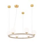 Lampă suspendată TUMBLER, Ø 65cm, G9 6 x 40W abajur glob sticla opal-mat, cadru metal finisaj kaki IP 20 ORION - imagine 2
