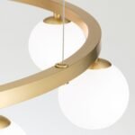 Lampă suspendată TUMBLER, Ø 90cm, G9 9 x 40W abajur glob sticla opal-mat orientată în jos, cadru metal finisaj alama mata IP 20 ORION - imagine 3