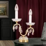 Lampa de masa moderna HIROHITO 2 Brate din Alama Masiva Placata cu Aur 24Kt, cristale SCHÖLER E14 2x40W ORION - imagine 6