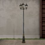 Lampadar pentru exterior PUCHBERG,  E27 3x60W aluminiu finisaj negru/auriu, geam fumuriu inaltime 255cm IP43 ORION - imagine 3