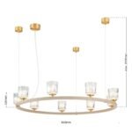 Lampă suspendată TUMBLER, Ø 85cm, G9 9 x 40W abajur sticla transparenta cu decupaj, cadru metal finisaj kaki IP 20 ORION - imagine 6