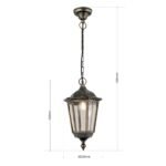 Suspensie pentru exterior PUCHBERG,  E27 1x60W aluminiu finisaj negru/auriu, geam fumuriu inaltime 105cm IP40 ORION - imagine 6