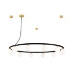 Lampă suspendată TUMBLER, Ø 120cm, G9 12 x 40W abajur glob sticla opal-mat, cadru metal finisaj negru IP 20 ORION - imagine 2