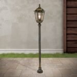 Lampadar pentru exterior PUCHBERG,  E27 1x60W aluminiu finisaj negru/auriu, geam fumuriu inaltime 140cm IP43 ORION - imagine 3