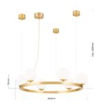 Lampă suspendată TUMBLER, Ø 65cm, G9 6 x 40W abajur glob sticla opal-mat orientată în sus, cadru metal finisaj alama mata IP 20 ORION - imagine 6