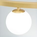 Lampă suspendată TUMBLER, Ø 90cm, G9 9 x 40W abajur glob sticla opal-mat orientată în jos, cadru metal finisaj alama mata IP 20 ORION - imagine 4