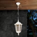 Suspensie pentru exterior PUCHBERG,  E27 1x60W aluminiu finisaj alb/auriu, geam fumuriu inaltime 105cm IP40 ORION - imagine 4