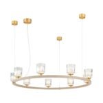 Lampă suspendată TUMBLER, Ø 85cm, G9 9 x 40W abajur sticla transparenta cu decupaj, cadru metal finisaj kaki IP 20 ORION - imagine 2