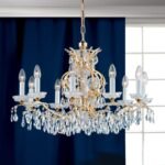 Candelabru Modern HIROHITO 10 Brate din Alama Masiva Placata cu Aur 24Kt, cu cristale SCHÖLER E14 10x40W ORION