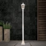 Lampadar pentru exterior PUCHBERG,  E27 1x60W aluminiu finisaj alb/auriu, geam fumuriu inaltime 211cm IP43 ORION - imagine 4