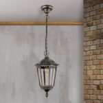 Suspensie pentru exterior PUCHBERG,  E27 1x60W aluminiu finisaj negru/auriu, geam fumuriu inaltime 105cm IP40 ORION - imagine 4