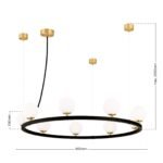 Lampă suspendată TUMBLER, Ø 90cm, G9 9 x 40W abajur glob sticla opal-mat orientată în sus, cadru metal finisaj negru IP 20 ORION - imagine 6