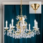 Candelabru Modern HIROHITO 8 Brate din Alama Masiva Placata cu Aur 24Kt, cu cristale SCHÖLER E14 8x40W ORION - imagine 3