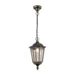 Suspensie pentru exterior PUCHBERG,  E27 1x60W aluminiu finisaj negru/auriu, geam fumuriu inaltime 105cm IP40 ORION - imagine 2