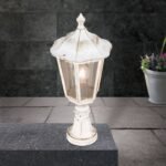 Lampadar pentru exterior PUCHBERG,  E27 1x60W aluminiu finisaj alb/auriu, geam fumuriu inaltime 53cm IP40 ORION - imagine 2