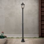 Lampadar pentru exterior PUCHBERG,  E27 1x60W aluminiu finisaj negru/auriu, geam fumuriu inaltime 211cm IP43 ORION