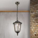 Suspensie pentru exterior PUCHBERG,  E27 1x60W aluminiu finisaj negru/auriu, geam fumuriu inaltime 105cm IP40 ORION - imagine 3