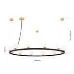 Lampă suspendată TUMBLER, Ø 120cm, G9 12 x 40W abajur glob sticla opal-mat orientată în sus, cadru metal finisaj negru IP 20 ORION - imagine 6