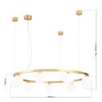 Lampă suspendată TUMBLER, Ø 90cm, G9 9 x 40W abajur glob sticla opal-mat orientată în jos, cadru metal finisaj alama mata IP 20 ORION - imagine 6