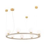 Lampă suspendată TUMBLER, Ø 90cm, G9 9 x 40W abajur glob sticla opal-mat orientată în sus, cadru metal kaki IP 20 ORION - imagine 2