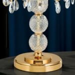 Lampa de masa moderna HIROHITO 5 Brate din Alama Masiva Placata cu Aur 24Kt, cristale SCHÖLER E14 5x40W ORION - imagine 4