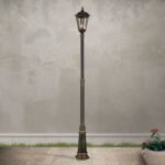 Lampadar pentru exterior PUCHBERG,  E27 1x60W aluminiu finisaj negru/auriu, geam fumuriu inaltime 249cm IP43 ORION - imagine 2