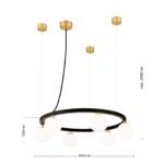Lampă suspendată TUMBLER, Ø 65cm, G9 6 x 40W abajur glob sticla opal-mat orientată în jos, cadru metal finisaj negru IP 20 ORION - imagine 6
