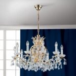 Candelabru Modern HIROHITO 10 Brate din Alama Masiva Placata cu Aur 24Kt, cu cristale SCHÖLER E14 10x40W ORION - imagine 6