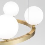 Lampă suspendată TUMBLER, Ø 65cm, G9 6 x 40W abajur glob sticla opal-mat orientată în sus, cadru metal finisaj alama mata IP 20 ORION - imagine 3