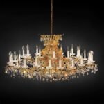 Candelabru Modern HIROHITO 36 Brate din Alama Masiva Placata cu Aur 24Kt, cu cristale SCHÖLER E14 36x40W ORION