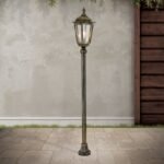 Lampadar pentru exterior PUCHBERG,  E27 1x60W aluminiu finisaj negru/auriu, geam fumuriu inaltime 140cm IP43 ORION