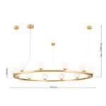 Lampă suspendată TUMBLER, Ø 120cm, G9 12 x 40W abajur glob sticla opal-mat, cadru metal finisaj alama mata IP 20 ORION - imagine 6