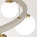Lampă suspendată TUMBLER, Ø 90cm, G9 9 x 40W abajur glob sticla opal-mat orientată în jos, cadru metal kaki IP 20 ORION - imagine 3