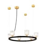 Lampă suspendată TUMBLER, Ø 60cm, G9 6 x 40W abajur sticla transparenta cu decupaj, cadru metal finisaj negru IP 20 ORION - imagine 2