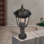 Lampadar pentru exterior PUCHBERG,  E27 1x60W aluminiu finisaj negru/auriu, geam fumuriu inaltime 53cm IP40 ORION - imagine 3