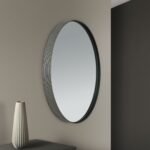 Oglindă ornamentala CARLO, cadru aluminiu negru anodizat, Ø61cm design modern ORION - imagine 3