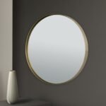 Oglindă ornamentala CARLO, cadru aluminiu auriu mat anodizat, Ø61cm design modern ORION
