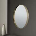 Oglindă ornamentala CARLO, cadru aluminiu auriu mat anodizat, Ø61cm design modern ORION - imagine 3