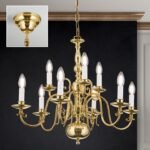 Candelabru cu Lant FLAMISCH Alama Luciosa LU 1235/6+3 MS E14 6+3x40W Inaltime 115cm Brate din Alama Solida ORION